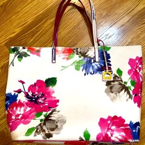 Kate spade large leather flower tote bag